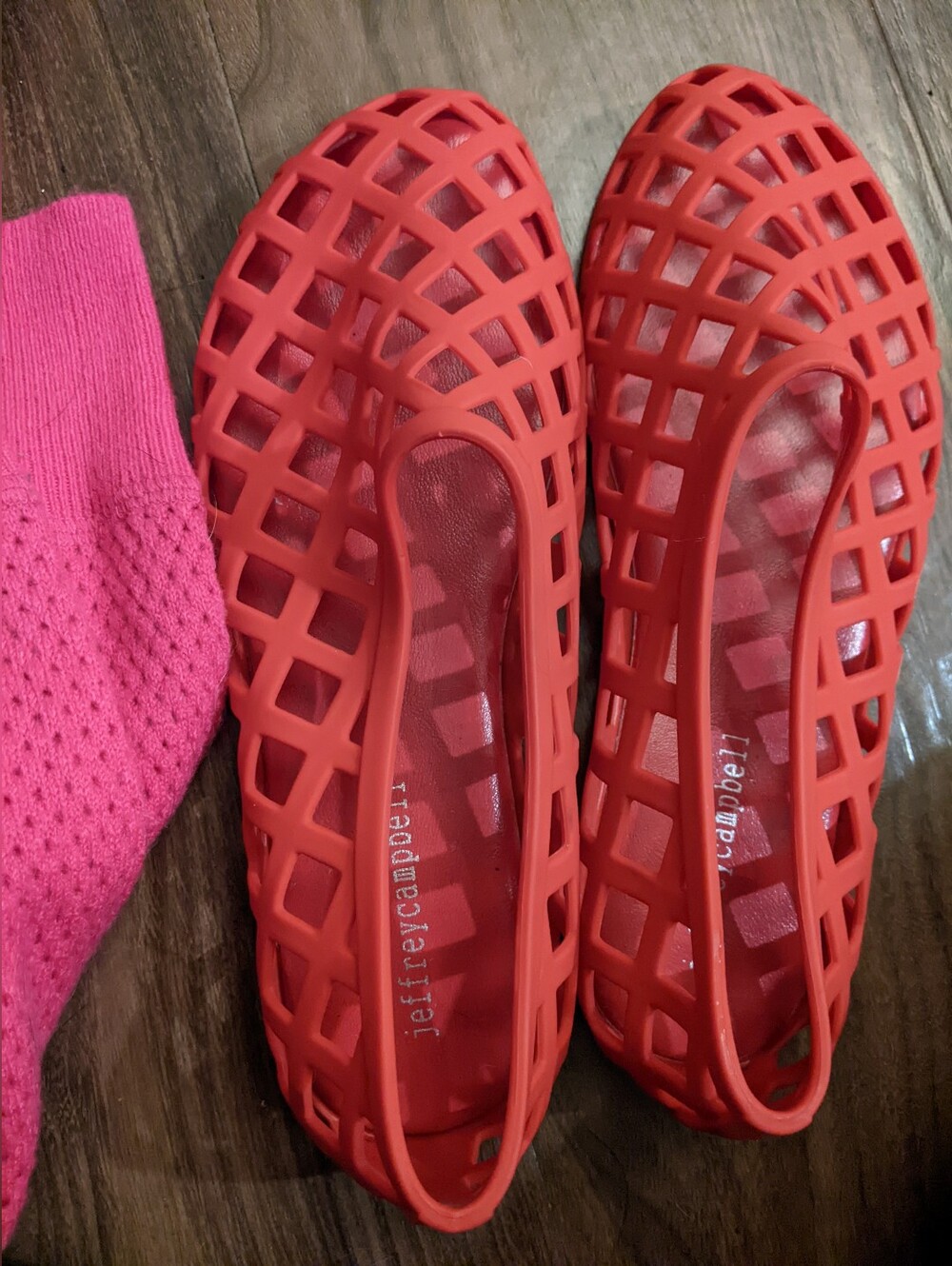 Jeffrey Campbell - 90s Jellz Perforated Flats Caged | Size 37 (Size 6): Pink Red - Picture 8 of 11